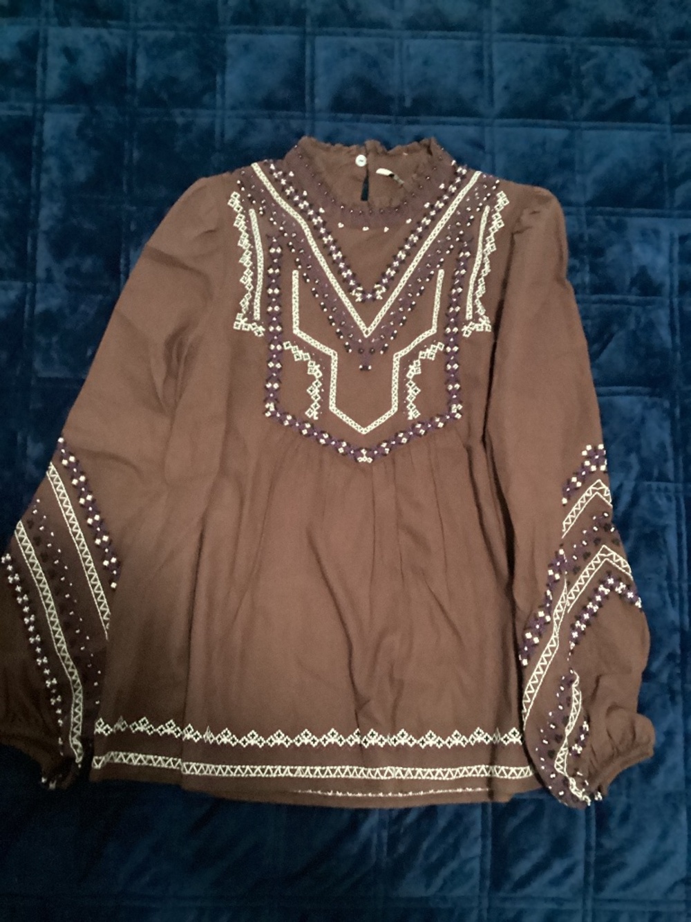 Zara Cotton Embroidered Blouse